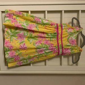 Lilly Pulitzer floral pink yellow green dress size 4T